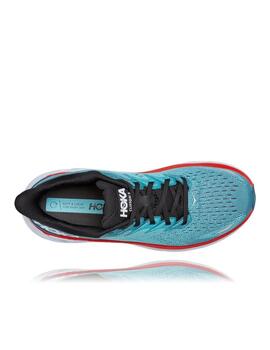 Zapatilla Hoka M CLIFTON 8 Turquesa/rojo