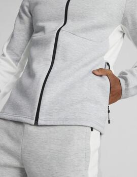 Sudadera EVOSTRIPE Full-Zip Hoodie Gris/blanco