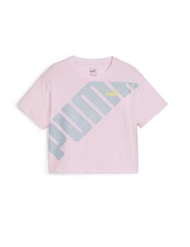 Camiseta Puma Power Crew niña rosa celeste