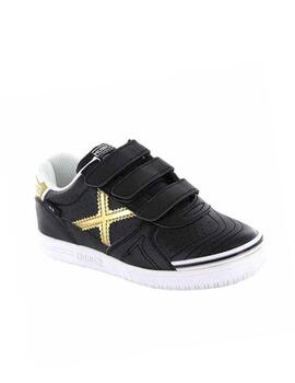 Zapatillas Munich G-3 KID Velcro Negro Oro